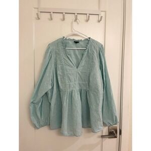 Cottagecore Cotton Polka Dot Blue Torrid Blouse Boho Indie
